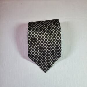 Dimoggio Mens Silk Necktie Black Grey Geometric Patterned Suit Dress Tie Classic